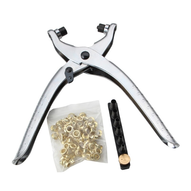 Practical Metal Rivets Eyelet Hole Punch Pliers Tool with Eyelets Grommets Riveting Punching Gadget for Shoes Bags Belt