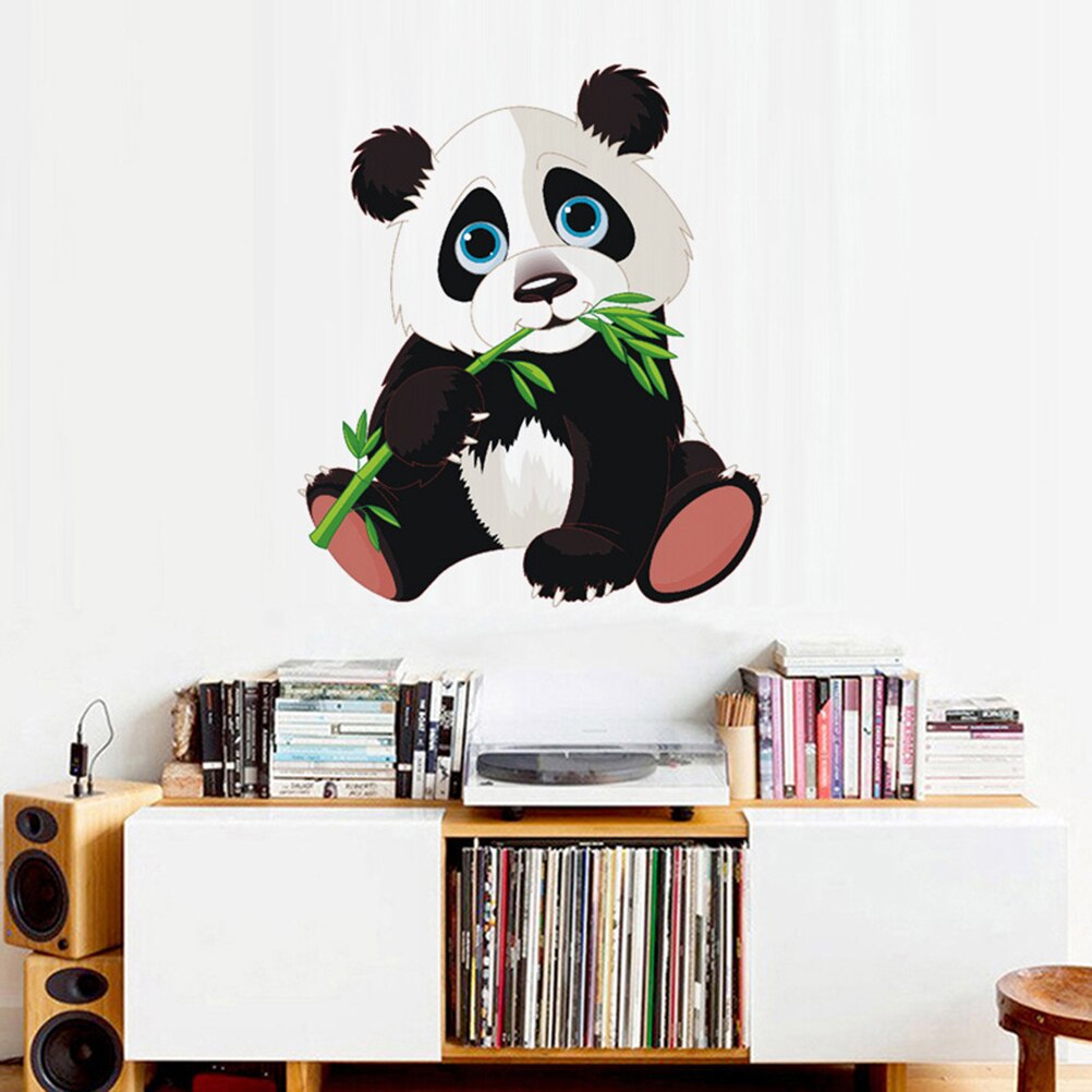 2Pcs Cartoon Panda Stickers Chic Durable Fine Self-adhesive Sticker Wall Paster PVC Stickers for Home Bedroom Living Room
