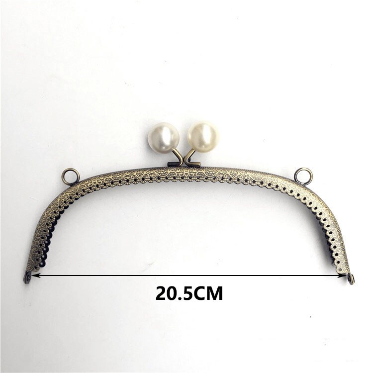 2pcs 8.5-20.5cm Semicircle Pearl Embossed Metal Purse Frame DIY Bag Handles Kiss Clasp Sewing Brackets Accessories for Handbags: 20.5cm