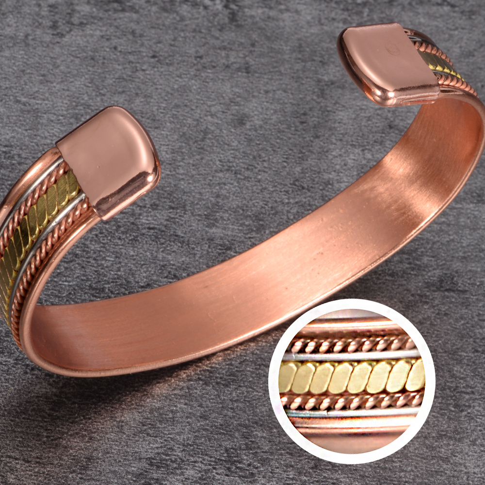 Vinterly Twisted Puur Koperen Magnetische Armbanden Voordelen Verstelbare Open Manchet Sieraden Voor Vrouwen Mannen 12Mm Hoge Magneet Resizeable