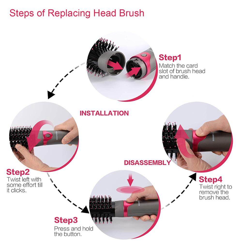 Hair Dryer and Volumizer for Women One Step Air Brush Hair Straightener Curler Comb Styler Salon TooI Blow Dryer Brush