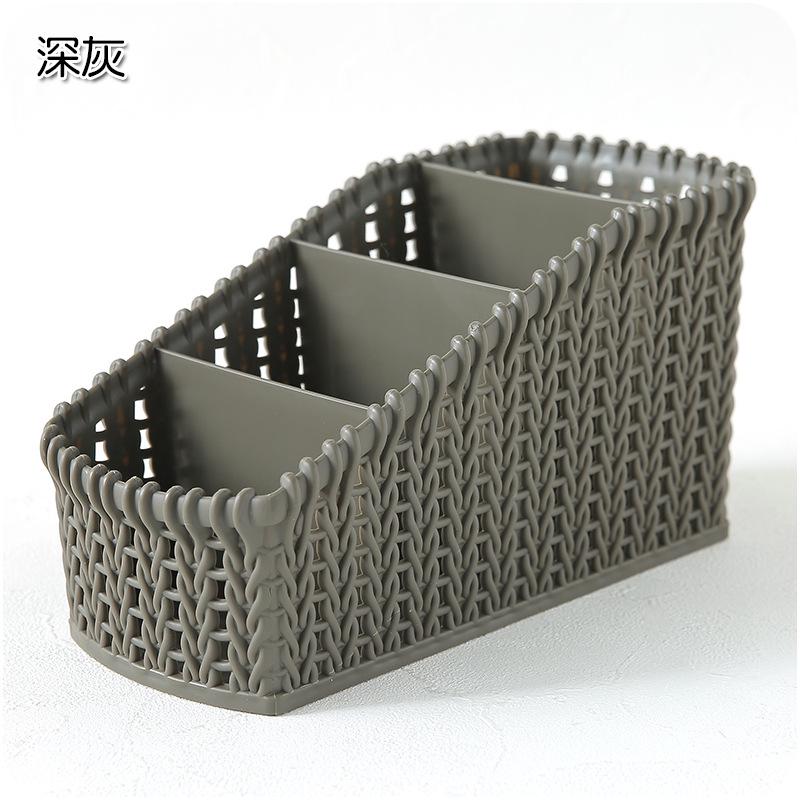 Caja organizadora de maquillaje de plástico contenedor de almacenamiento de cosméticos cestas de mimbre de escritorio varias cajas de maquillaje para Baño: Gris oscuro