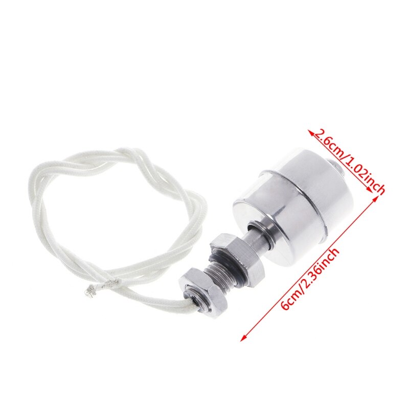 Sensor de nivel de agua líquida Vertical de acero inoxidable, interruptor de flotador interno de 45mm, línea 35CM 10W