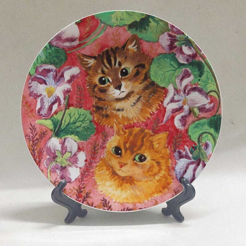 Louis Wain anthropomorphic cats Kaleidoscope Cats wall decorative hanging plate artistic ceramic craft background decoration: D