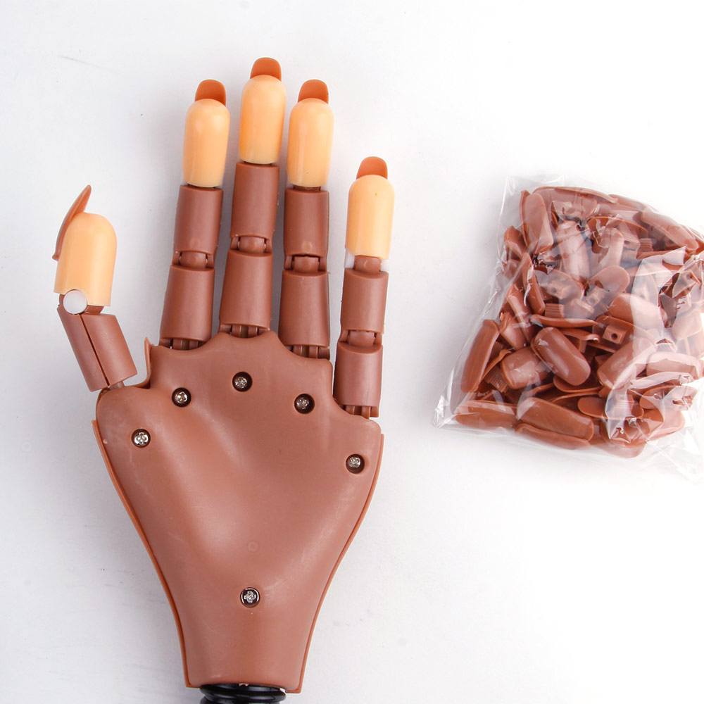 1 øvelse falsk hånd +100 stk neglespids fleksibel holder justerbar diy nail art model hånd manicure værktøj træningsforsyning bevægelig