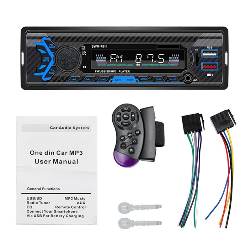 1Din Auto Mp3 Player Power-Off Geheugen Stem Assistent U Disk Card Fm Radio Bluetooth Verbinding Speler