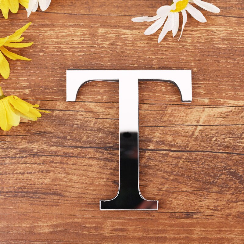 Silver Letter Acrylic 3D Mirror Wall Sticker Home Decor Alphabet Poster For Birthday Party Wedding Diy Wallpaper Peel & Stick: Dark Grey