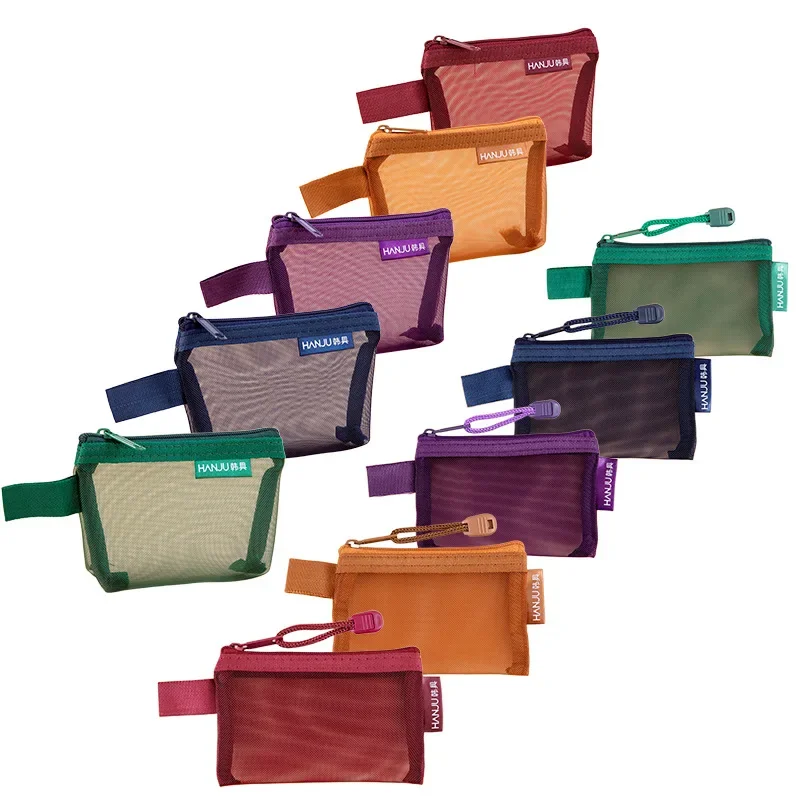 Transparent Mesh Zipper Coin Purse For Women ID Bank Card Organizer Pouch Small Girl Key Earphone Data Cable Charger Storage Bag