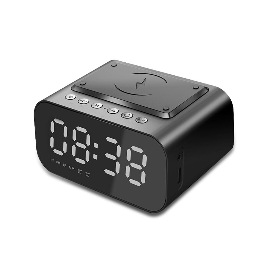 Wireless Charger Alarm Clock Bluetooth Speaker LED Smart Digital Clock Table Electronic Desktop Clocks Fm Radio USB Fast Charger: Default Title