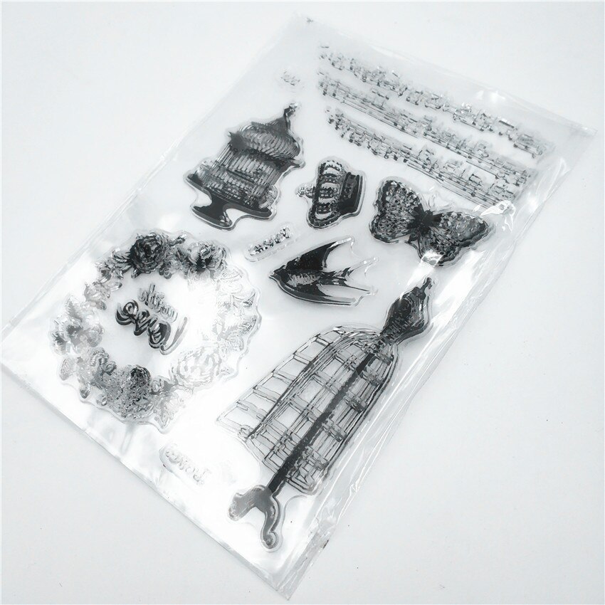 Butterfly bird cage Transparent Clear Stamps / Silicone Seals Roller Stamp for DIY scrapbooking photo album/Card Making
