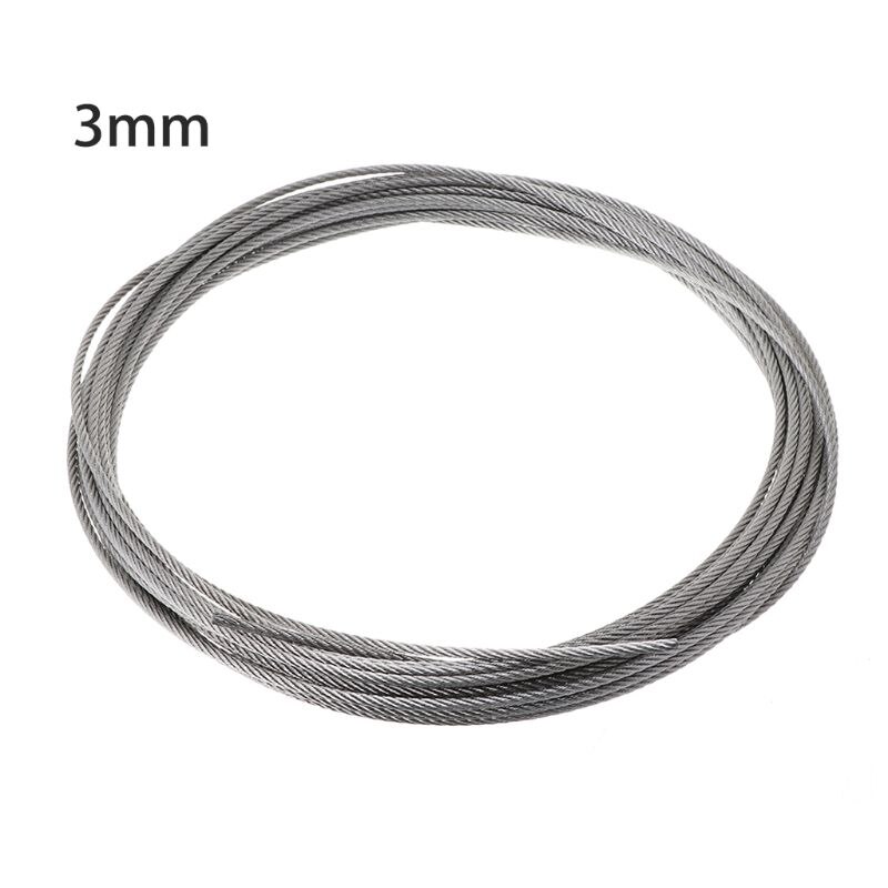 10m 304 Stainless Steel Wire Rope Soft Fishing Lifting Cable 7*7 Clothesline 0.5mm/ 0.8mm/1mm/1.2mm/1.5mm/2mm/2.5mm/3mm