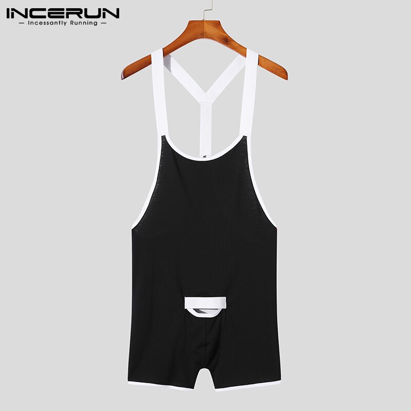INCERUN – combinaison sans manches pour homme, tenue de loisirs Simple et Sexy, tenue confortable, 2 couleurs unies, offre spéciale, S-5XL: S
