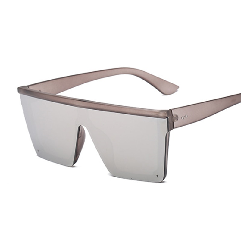 Oversized Zonnebril Vrouwen Big Frame Vierkante Platte Top Klinknagel Zonnebril Vrouwelijke Vrouwen/Mannen Vintage Spiegel Shades Gradiënt UV400