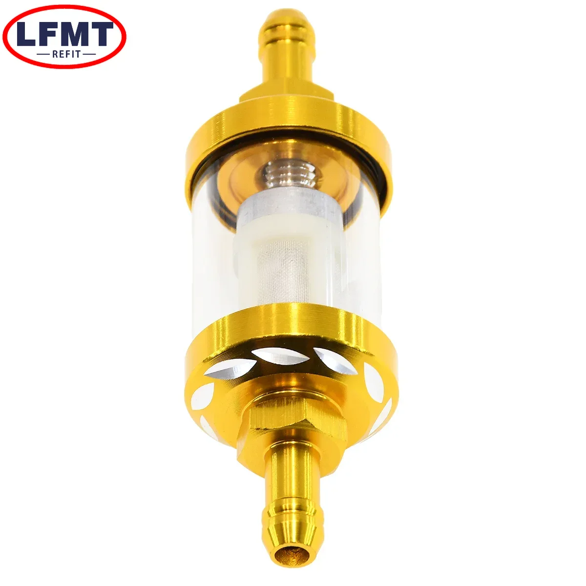 Filtro de aceite de gasolina y combustible de vidrio de aleación de aluminio CNC de 8mm Moto para Dirt Pit Bike 125/140/150/160cc CRF70 90 110 TTR100 110 KLX65