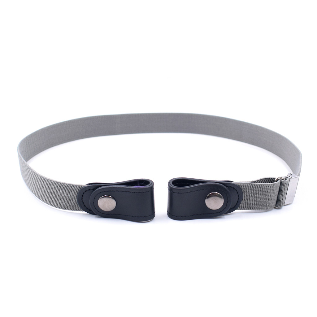 Buckle-Free Belt For Jean Pants No Buckle Invisible Stretch Elastic Waist Belt For Adult/Children ,No Bulge,No Hassle Waist Belt: Gray 