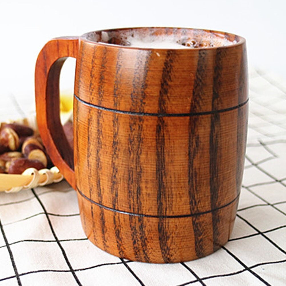 Drinking Cup Wooden Beer Mugs Coffee Cup Camping Mugs Craft Beer Glasses Wood Tankard Milk Tea Natural Materials Cup