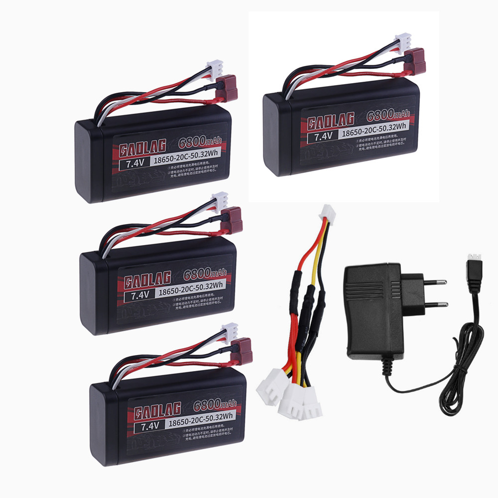 7,4 V 6800 mAh 18650 Lipo-Akku für Wltoys 12428 104009 12423 10428 12429 12401 12402 12402A RC Auto Ersatzteile 2s 7,4 V Bateria: Blau