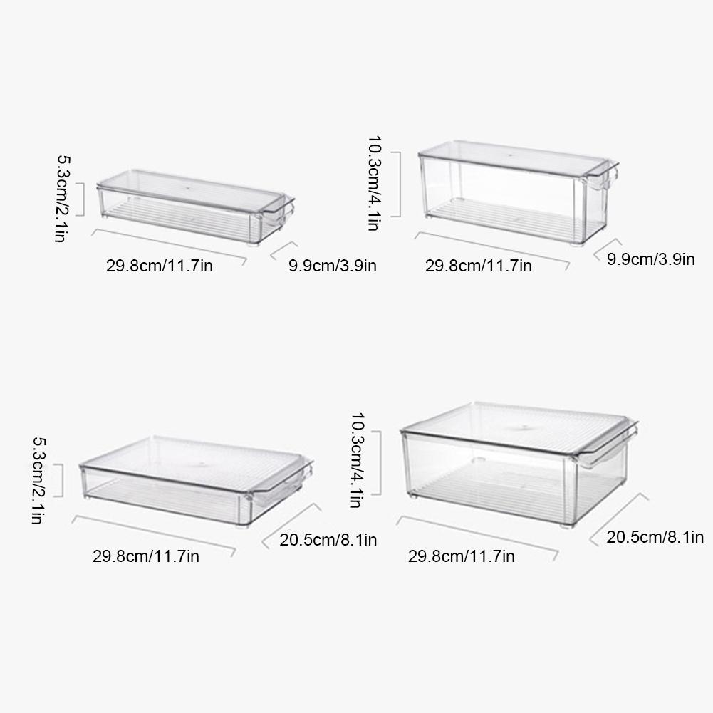 2 Pack - Acrylic Food Storage Container Bin with Lid and Handle for Cabinet, Fridge, Freezer - Organizer