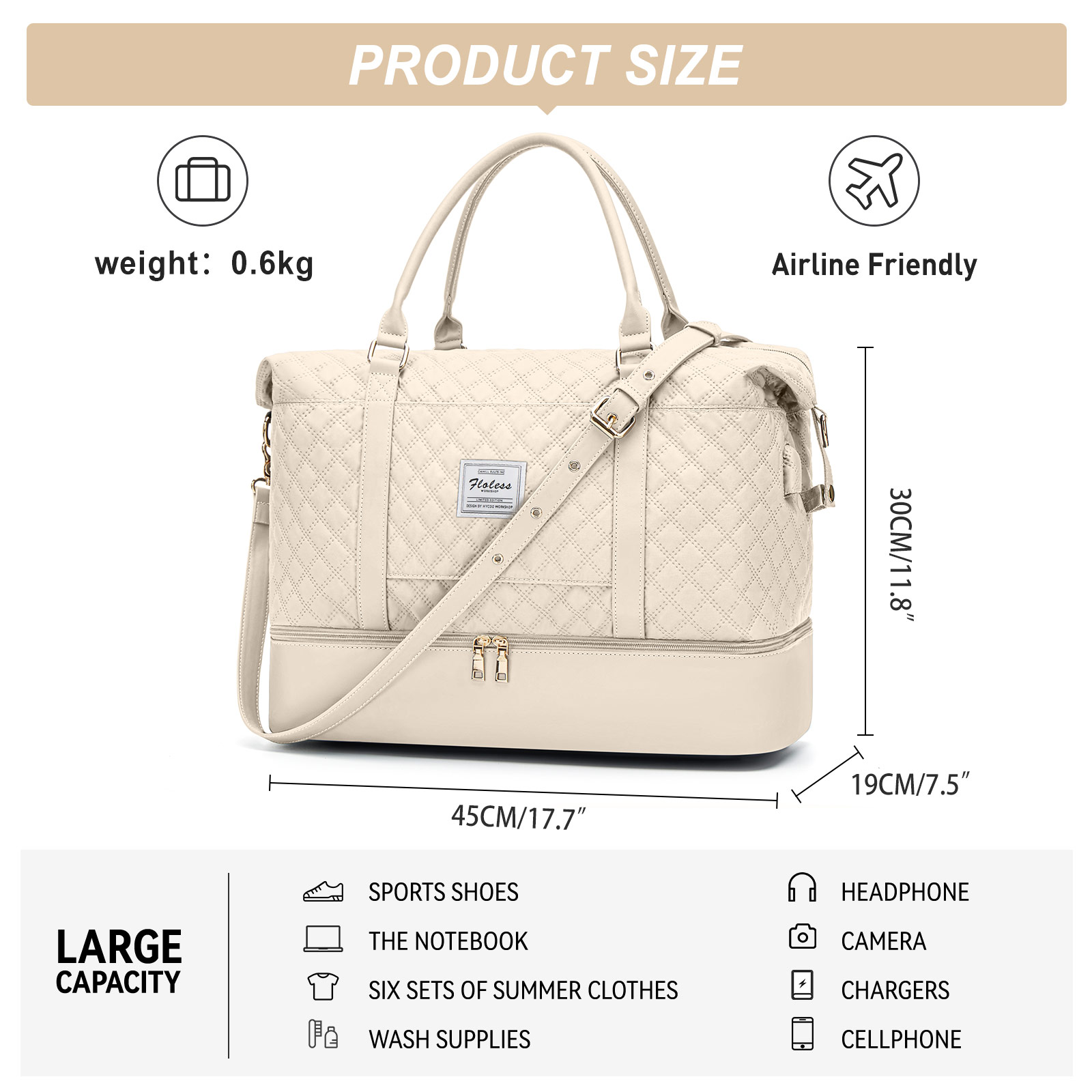 Reis Plunjezak, Sporttas Sporttas, Schouderweekendtassen Voor Dames Met Trolleymouw, Opvouwbare Handbagage Tas
