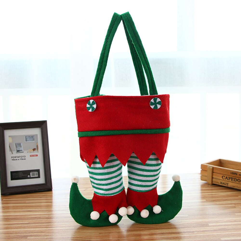 Weihnachten Süßigkeiten Tasche Santa Claus Taschen Samt Streifen Druck Handtasche Weihnachten Baum Hängen Anhänger Weihnachten Atmosphäbetreffend Dekor