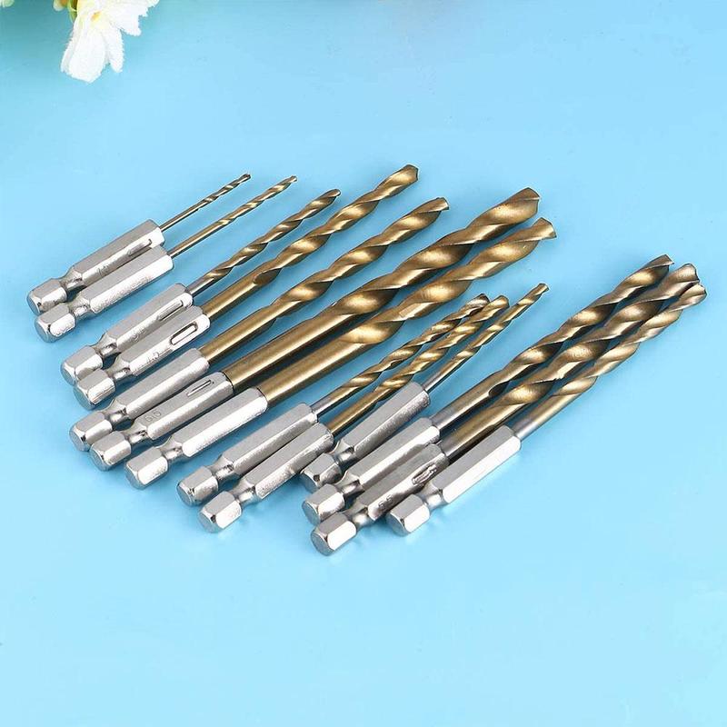 Titanium Coated HSS Drill Set Hex Shank Twist Drill Wood Boor Screwdriver Bits Drilling Aluminum X3J0