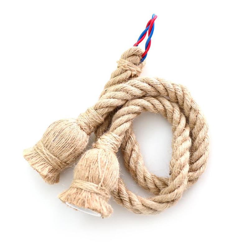 Cuerda de cáñamo Vintage, cable de alambre eléctrico para DIY E27 bombilla Edison, lámpara colgante de doble cabeza/Lámpara decorativa de un solo cabezal: Double Head 1m