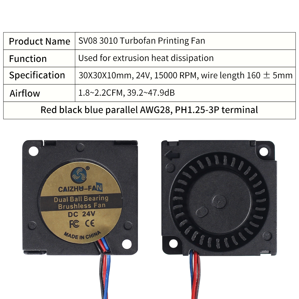 Ventilateur de refroidissement rapide et silencieux à double boule pour imprimante 3D, pour SV08 3010 4010 5020