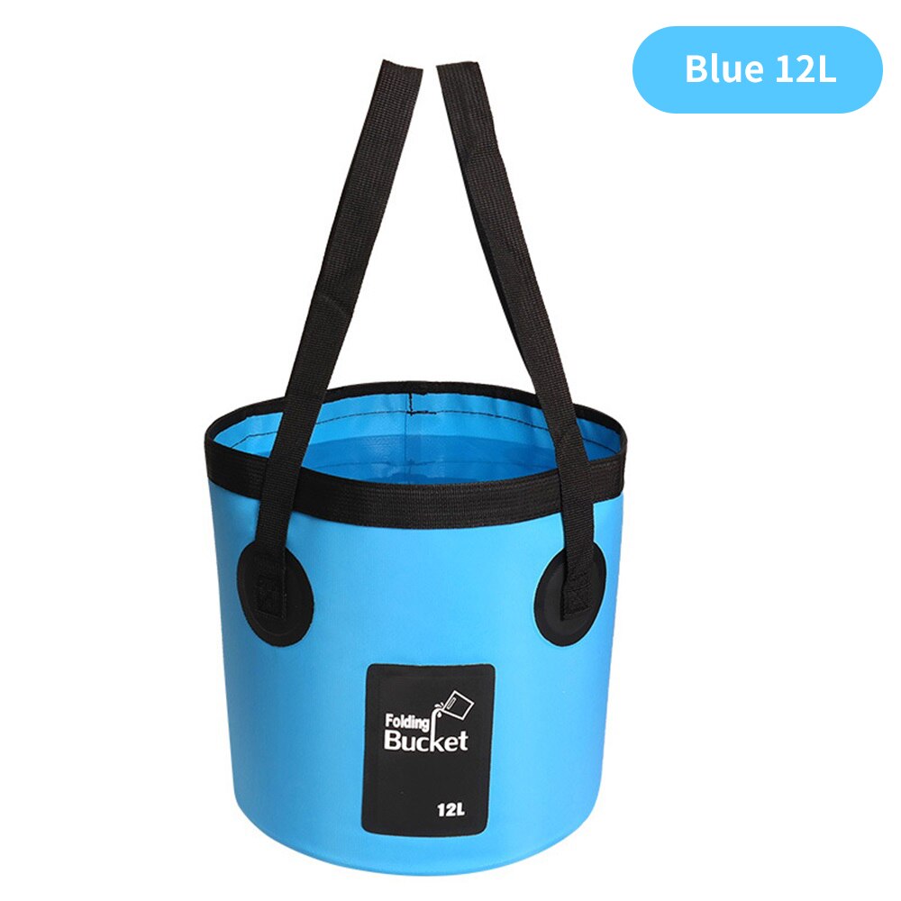 Cubo plegable de 12L y 20L, bolsas de agua impermeables, cubo portátil de pesca, contenedor de agua, bolsa de almacenamiento para coche: blue 12L