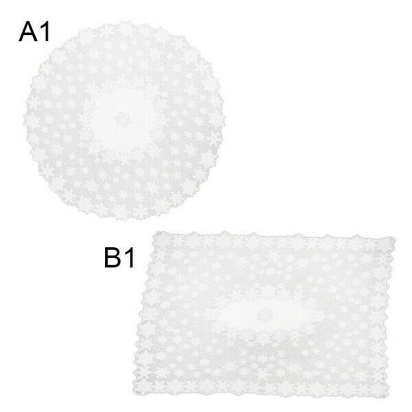 Mantel de encaje blanco para comedor, cubierta de Mantel cuadrado redondo, decoración de de Navidad, copo de nieve, cubierta decorativa de tela para mesa de Navidad