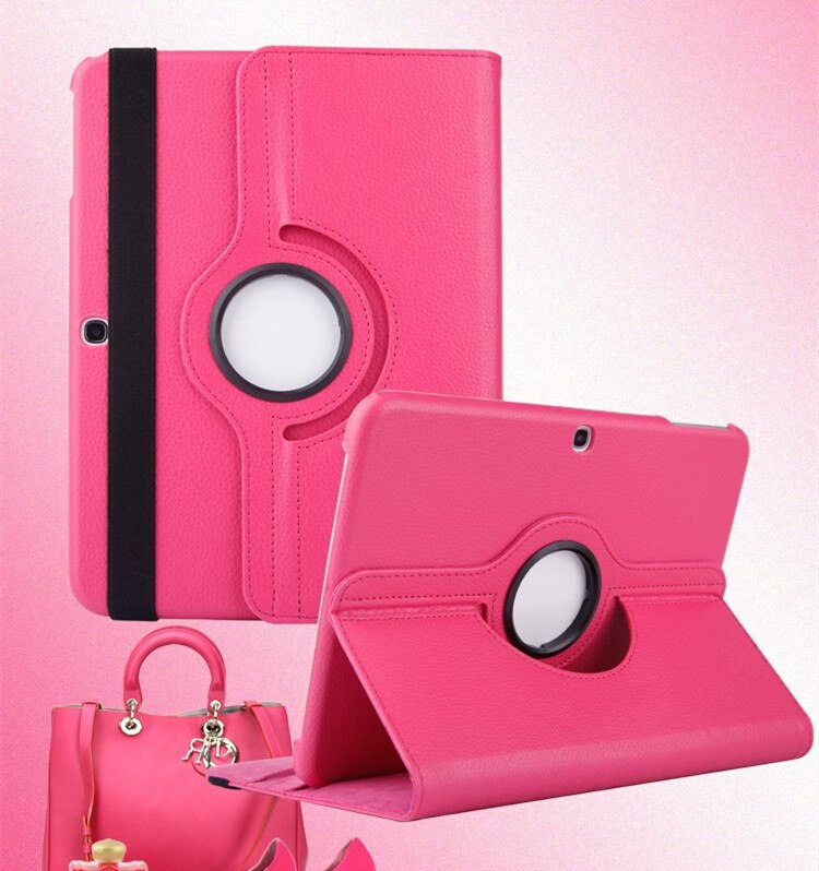 Dla Samsung Galaxy Tab 4 10.1 cal T530 T531 T535 SM-T530 SM-T535 Tab4 Tablet 360 obracanie przypadku klapki skórzane pokrywy Funda Capa: rose red