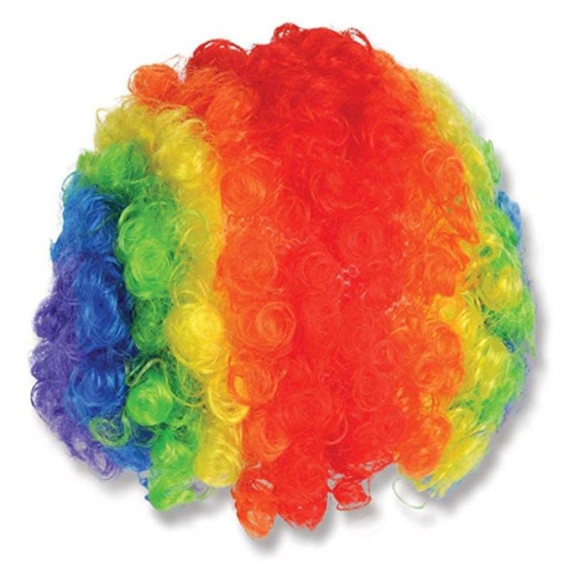 Creativity Clown Costume Wig Red Nose Bow Tie Rainbow Red Fancy Curls Wig