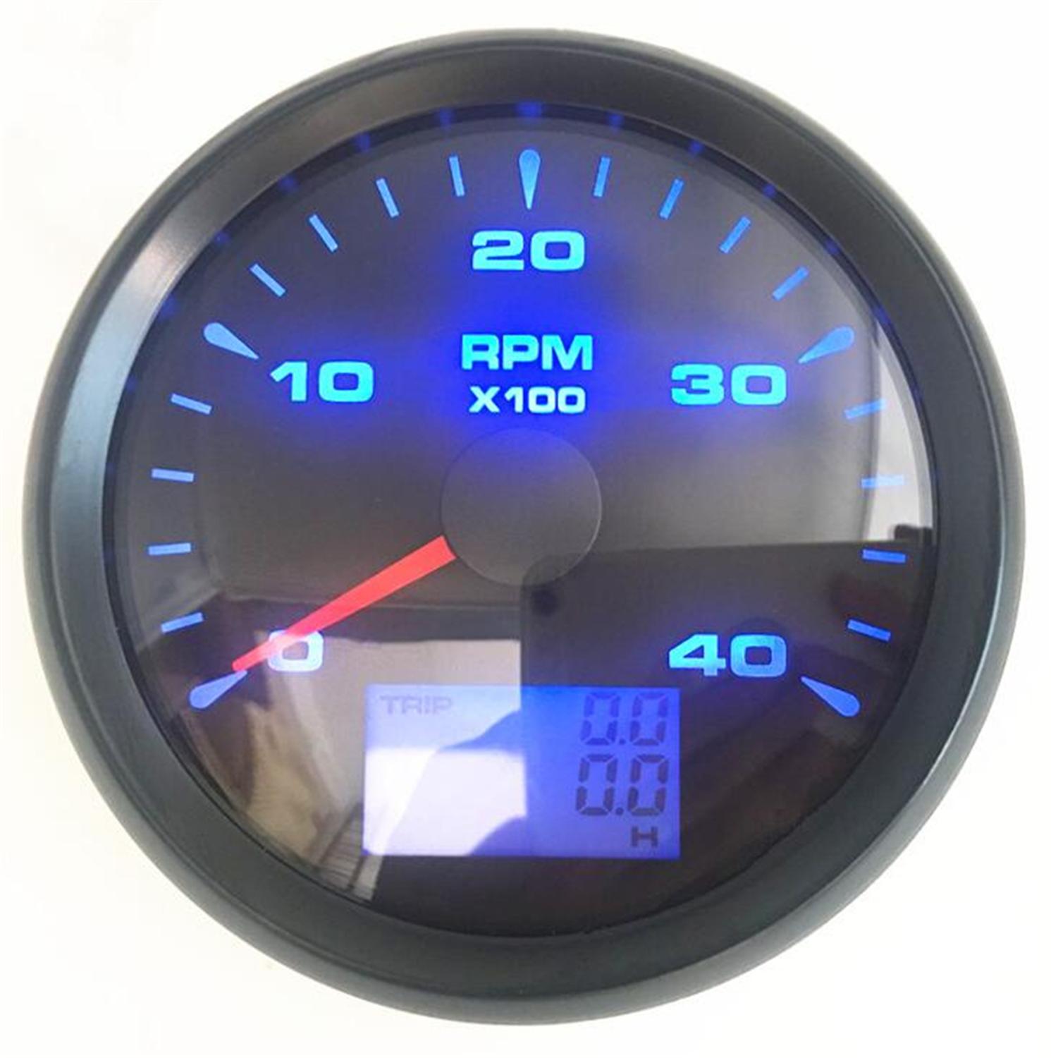 Tacómetros automáticos de motor de gasolina o diésel, 85mm, 0 a 4000RPM, retroiluminación Lcd con reloj de arena, color verde y amarillo, para barco, 1 unidad