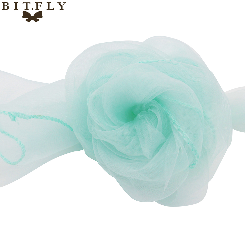 18cm*275cm Wedding and events Organza Chair Sashes Bow chair Covers for Christmas Party Banquet Decorations Home Textiles gold: mint green