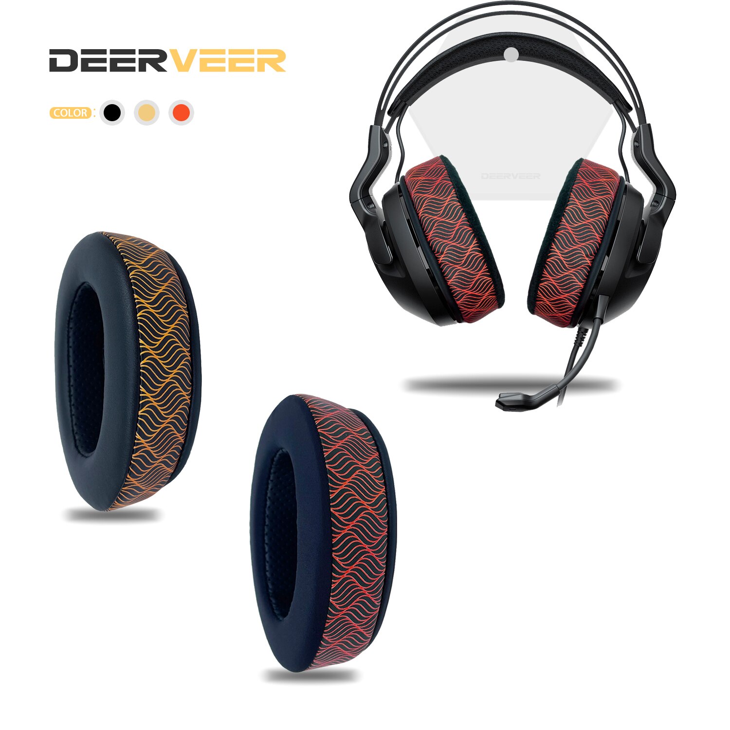DEERVEER – oreillettes de remplacement pour écouteurs Roccat ElO 7.1 AIR, ELO 7.1 USB, ELO X stéréo, coussinets en mousse à mémoire de forme épais