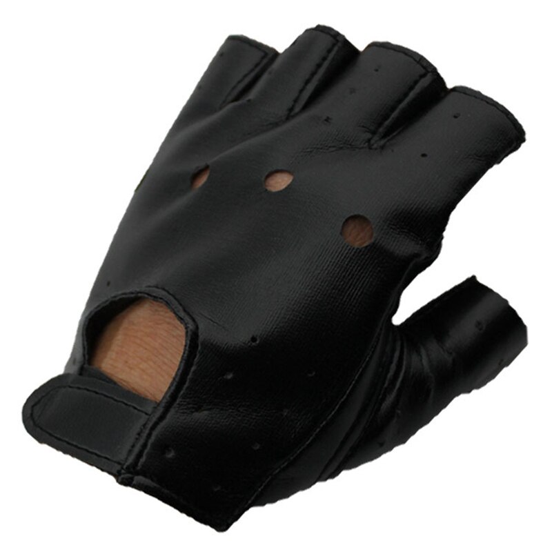 Guantes sin dedos, aspecto de cuero, con tachuelas, Punk Rock negro, Guay, Unisex