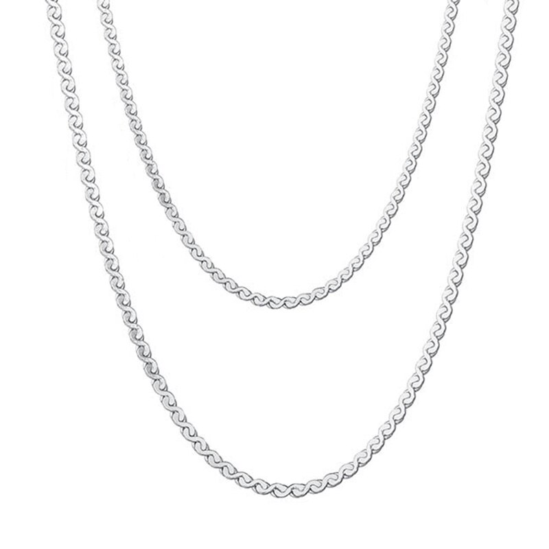 1 Pc 1.4/1.5Mm Rvs Ketting Voor Mannen Vrouwen Sieraden S-Vorm Zilver Kleur Schakelkettingen dagelijkse Accessoires 40Cm Lange: Silver Color / Width 1.5mm / 45cm