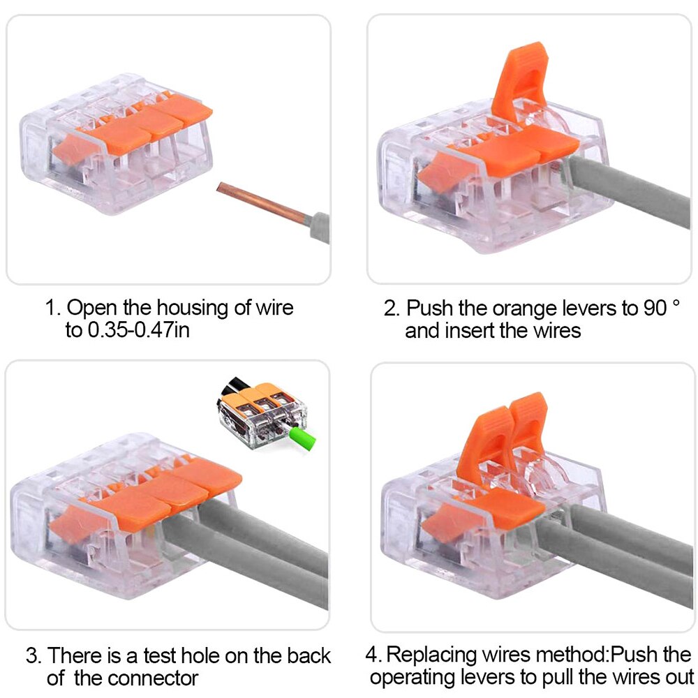 75pcs Terminal Block Flexible Operating Lever Home Compact Splicing Connector Wire 2 3 5 Pole Electric Cable Clamp Nut