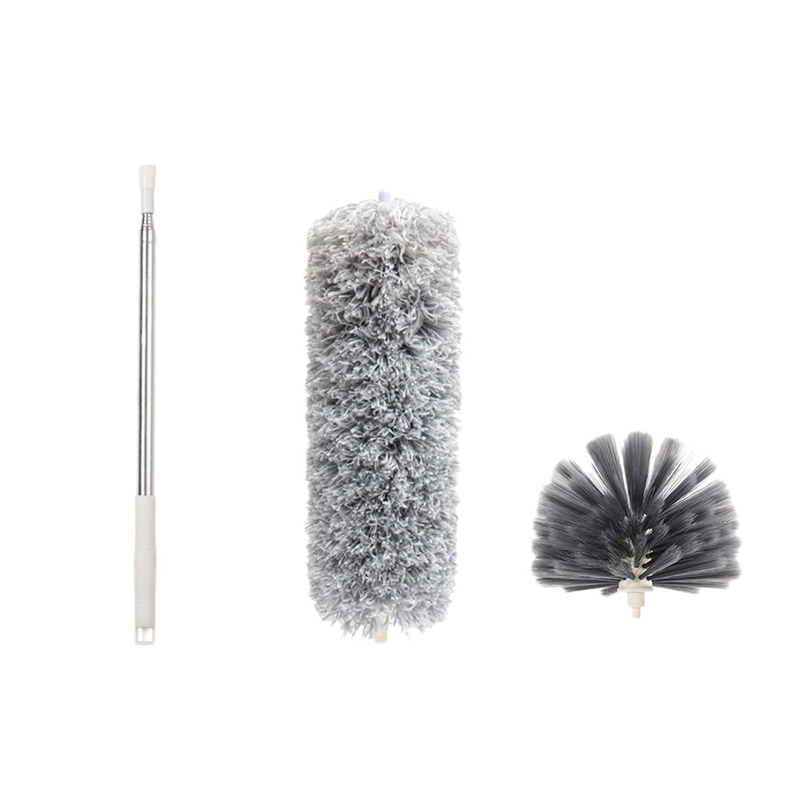 Microfiber Duster with Extension Pole,Bendable Telescopic Duster Household Sofa Dust Brush Home Use Clean Tools: white