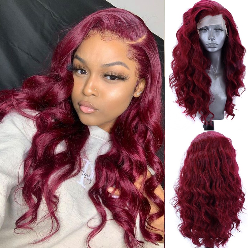 Charisma Zijscheiding Lange Golvende Pruik Hittebestendige Haar Synthetische Lace Front Pruik Voor Zwarte Vrouwen Rode Pruiken Natuurlijke Haarlijn