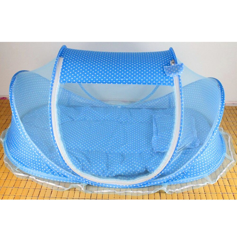 Foldable Baby Bister/Bed  In Mickey Mouse Print Sky Blue Color For Newborn Baby With Mosquito Net main image 0