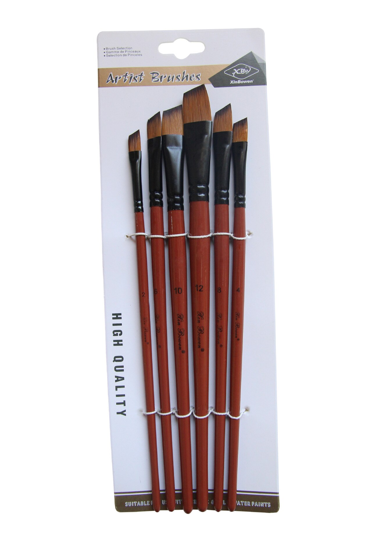 6 Stuks Kwast Nylon Haar Bruin Houten Handvat Verschillende Grootte Aquarel Olie Kwast Set Voor Tekening Schilderen Art levert: C