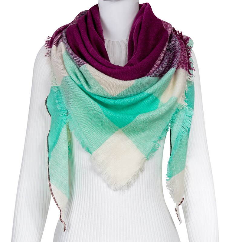 Evrfelan femmes écharpe de hiver foulards femme cou porter Plaid bufanda Triangle forme écharpe: C18