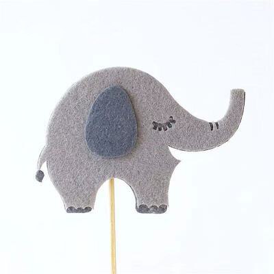 Felt Cloth Tree Animal Cake topper for baby shower happy birthday cake topper Accessories Birthday baby Boy girl Party Supplies: 1pcs-elephant