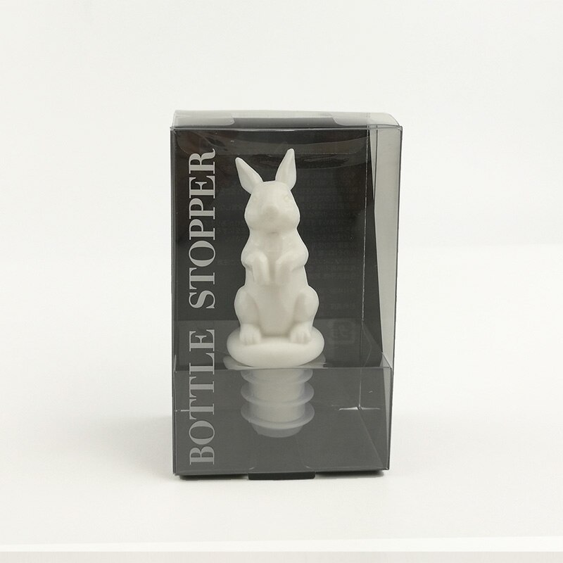wine stopper Animal Wine Bottle Stopper Champagne Cute silicone wine beer hat Cat Dog Seal Cover Lid bar tool: rabbit