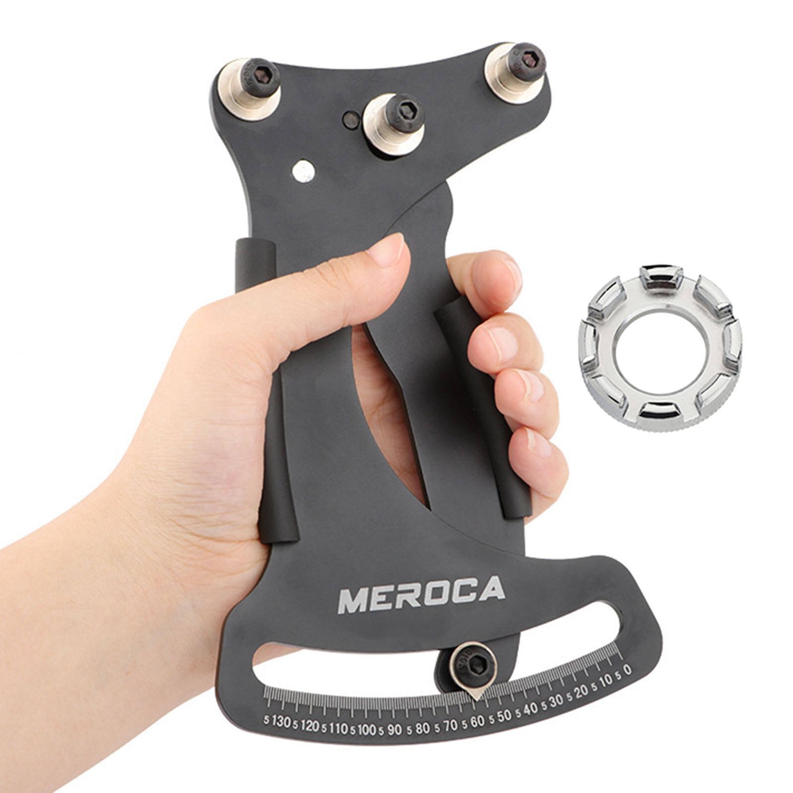 Tension Meter Tool Accurate Accessory Metal Wheel Repair Bicycle Spoke Tension Meter for Road Bike: Black with wrench