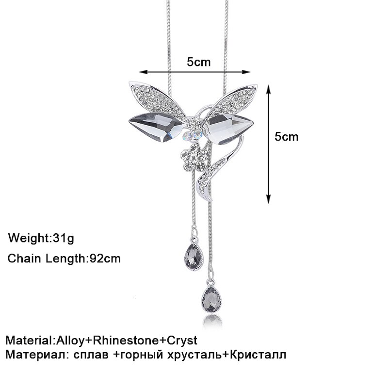 Crystal Dragonfly Collar Mujer Silver Chain Necklaces For Women Jewelry Tassel Insect Pendant Female Choker Ketting