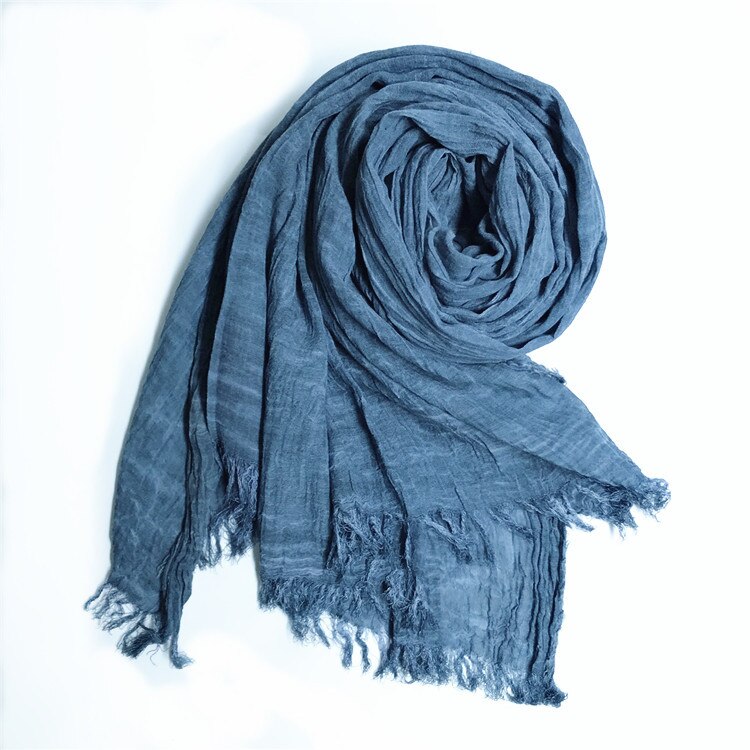 Japanese Style Linen Cotton Tassel Scarf Men Scarf Bufandas Solider Color Spring Autumn Warm Soft Kroean Style Scarves