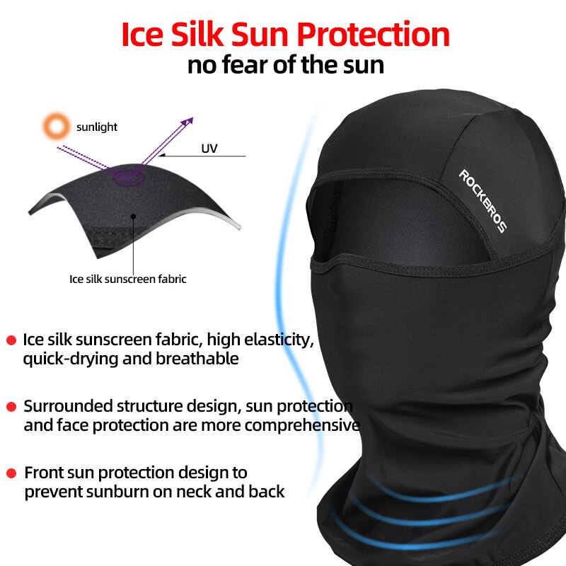 Rockbros sommer issilke cykelkasketter anti-uv solbeskyttelse åndbar cykelbandana tørklæde sport mountainbike landevej helmaske kasket