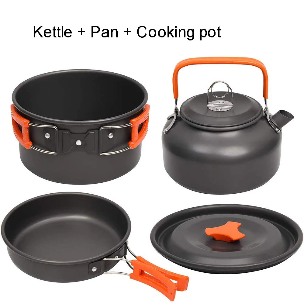 Camping Kookset Outdoor Aluminium Lichtgewicht Uitrusting Camping Kookgerei Kit Voor Reizende Trekkingwandelbenodigdheden: WHITE