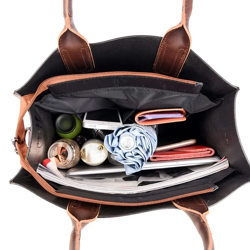 Vintage Olie Huid Lederen Grote Casual Tote Vrouwen Tassen Vrouwen Handtassen Schouder Crossbody Tas Messenger Bags sac
